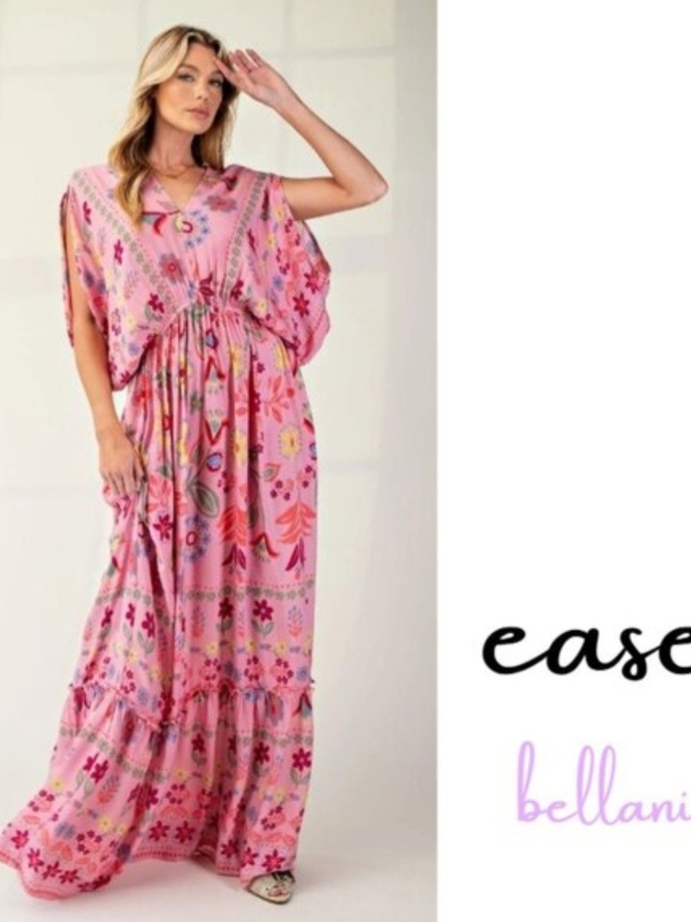 Pink Floral Boho Maxi Dress